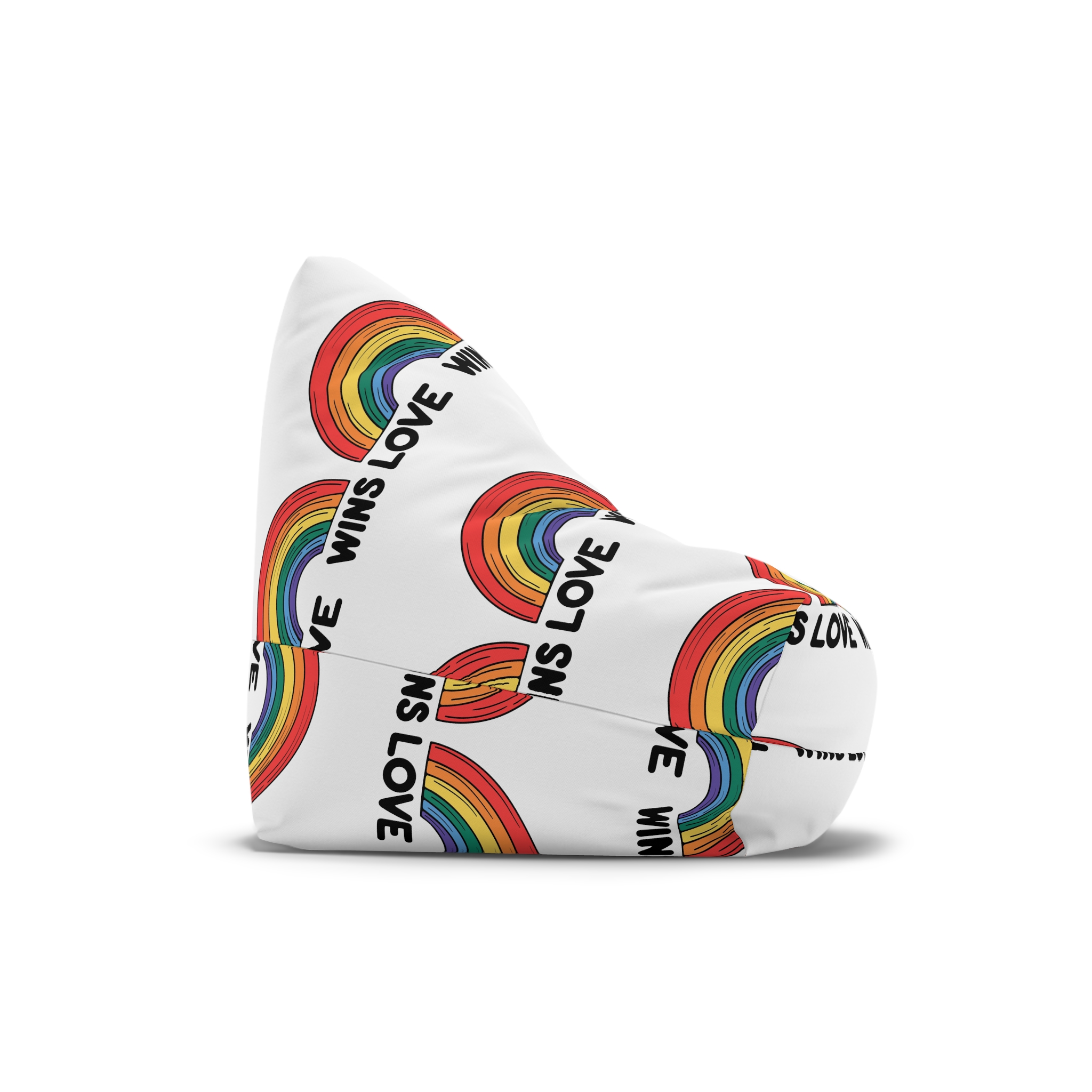 Love Wins Rainbow Pride Illustration Bean Bag Chair Cover - Image 3