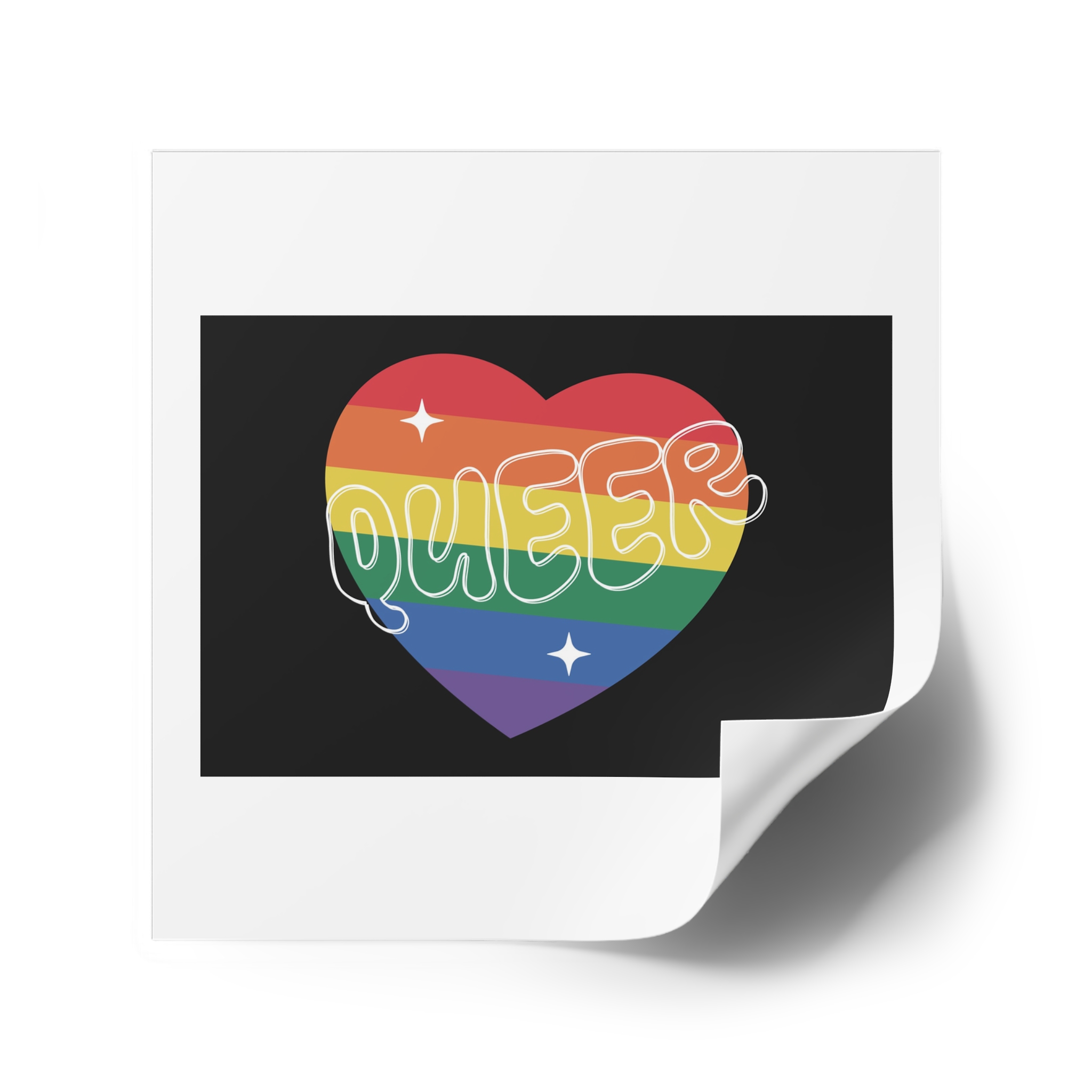 Queer Pride Heart Laminate Stickers Square - Image 34