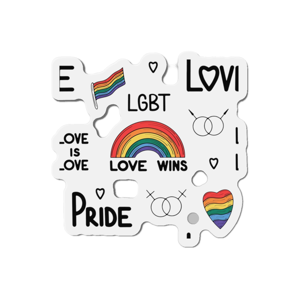 Lgbtq Pride Seamless Illustration Rainbow Hearts Love Symbols Die Cut Magnets - Image 10
