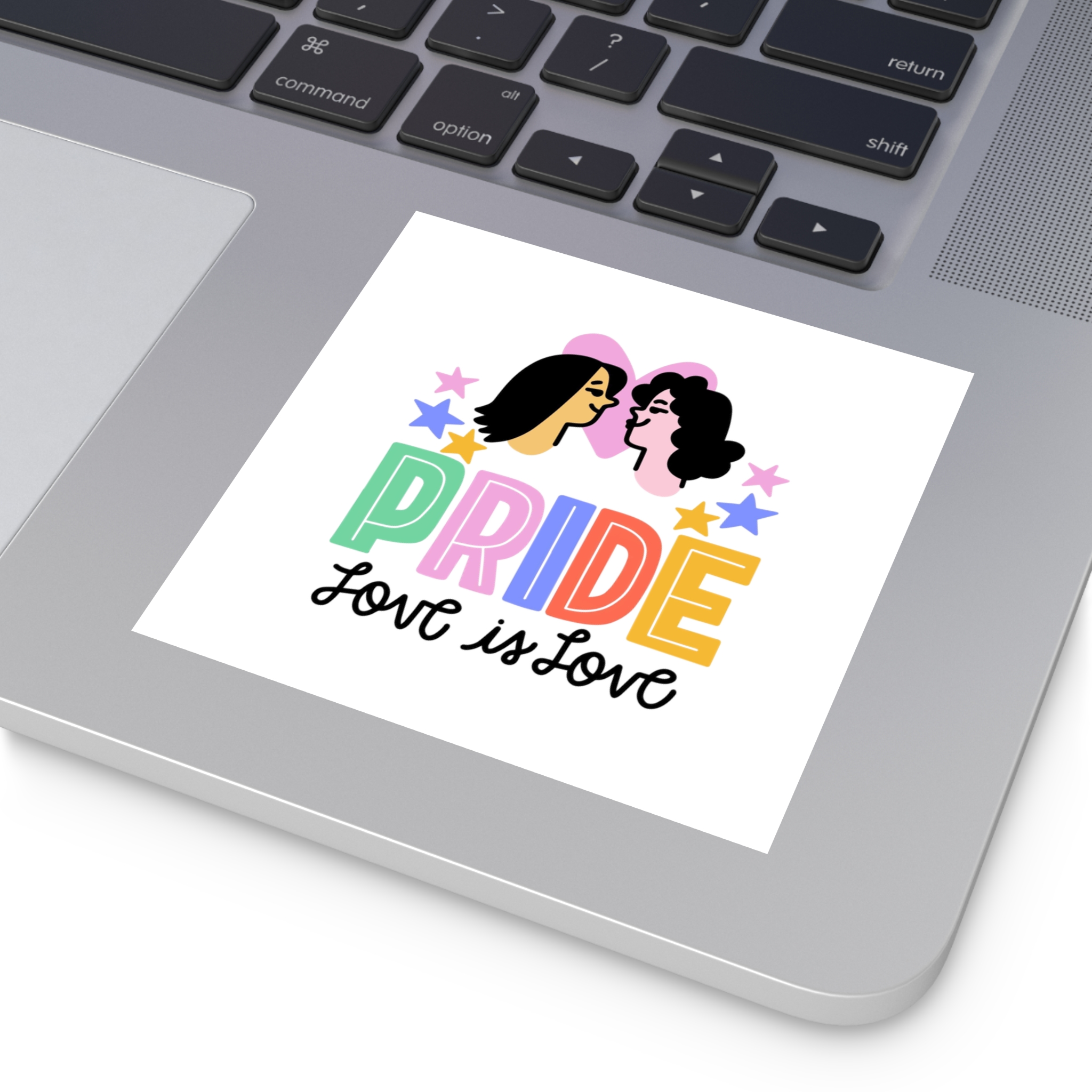Pride Day Lettering With Lesbian Couple Laminate Stickers Square - Image 71