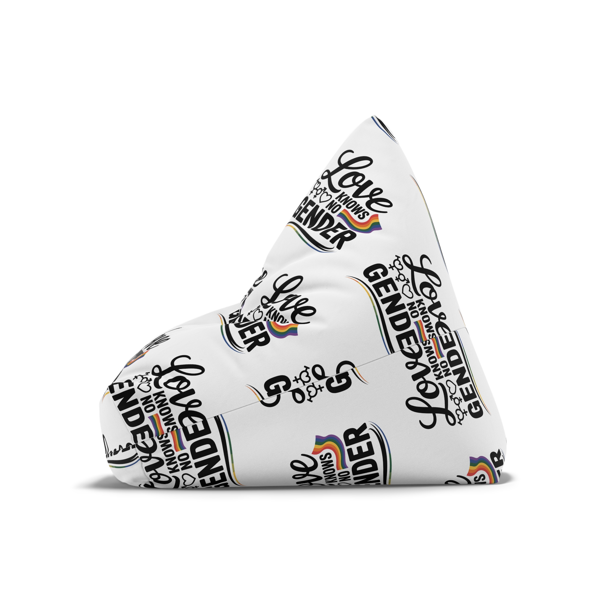 Love Knows No Gender T Shirt Design Isolated White Background Bean Bag Chair Cover - Image 8
