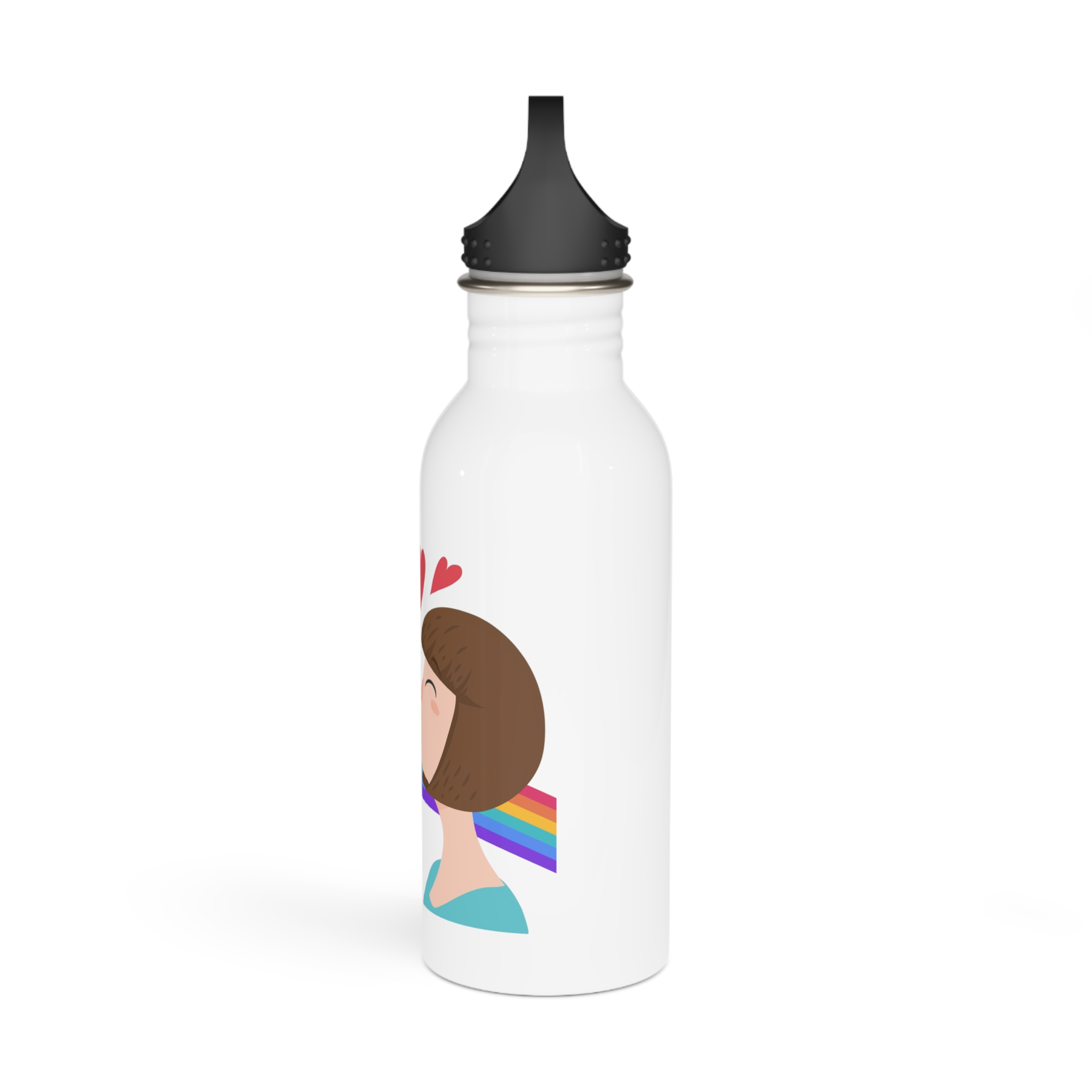Flat Design Lesbian Kiss Illustrated Stainless Steel Water Bottle - Image 4