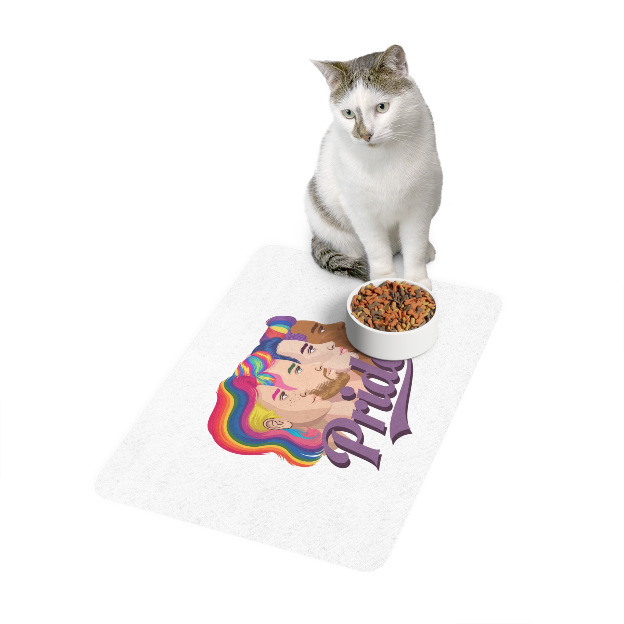 Vector Illustration Four Side Profiles Lgbtq Individuals With Vibrant Hair Colors Pet Food Mat 12x18 - Image 3