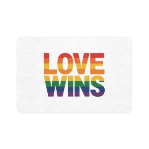 Love Wins Rainbow Pride Message Pet Food Mat 12x18