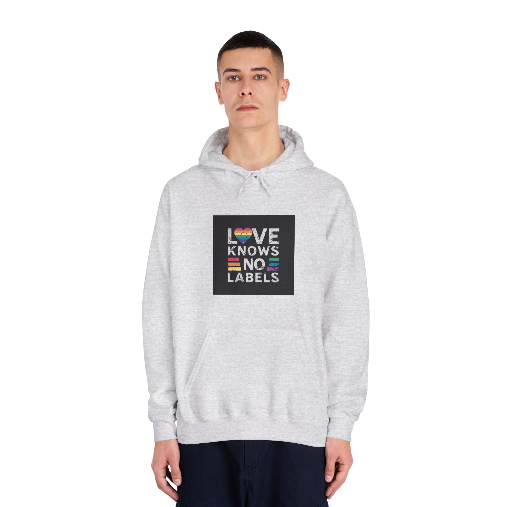 Love Knows No Labels Happy Pride Month Unisex Dryblend Hooded Sweatshirt - Image 7
