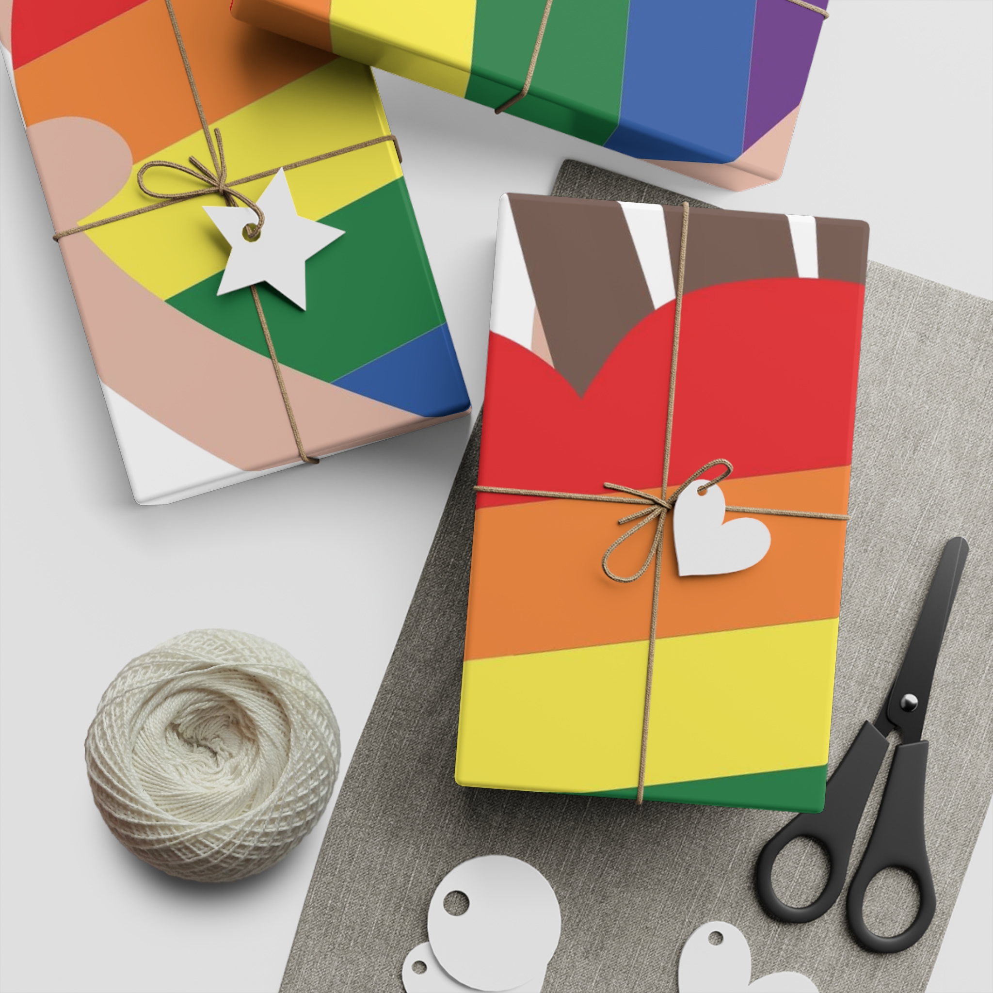 Hands Different Colors Skin Holding Rainbow Heart Lgbtq Color Gift Wrapping Paper Sheets 1pc - Image 5