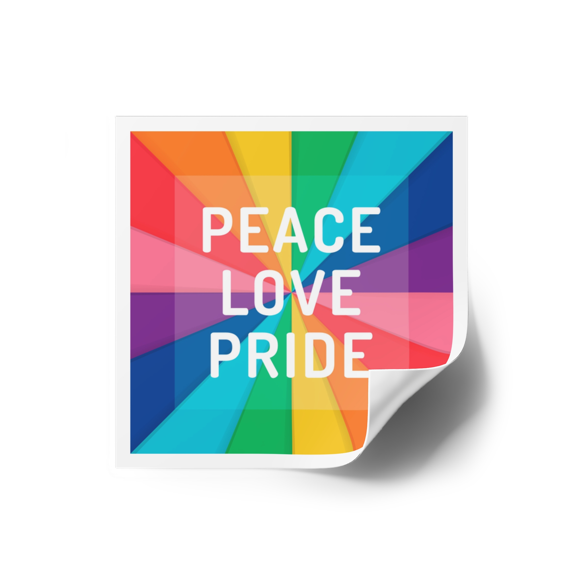 Rainbow Colored Background With Peace Love Pride Concept Pride Month Laminate Stickers Square - Image 2