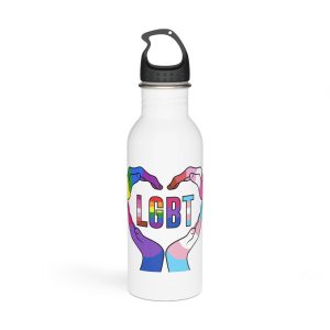 Lgbt Hands United Pride Month Rainbow Flag Vector Illustration Isolated White Background Stainless Steel Water Bottle