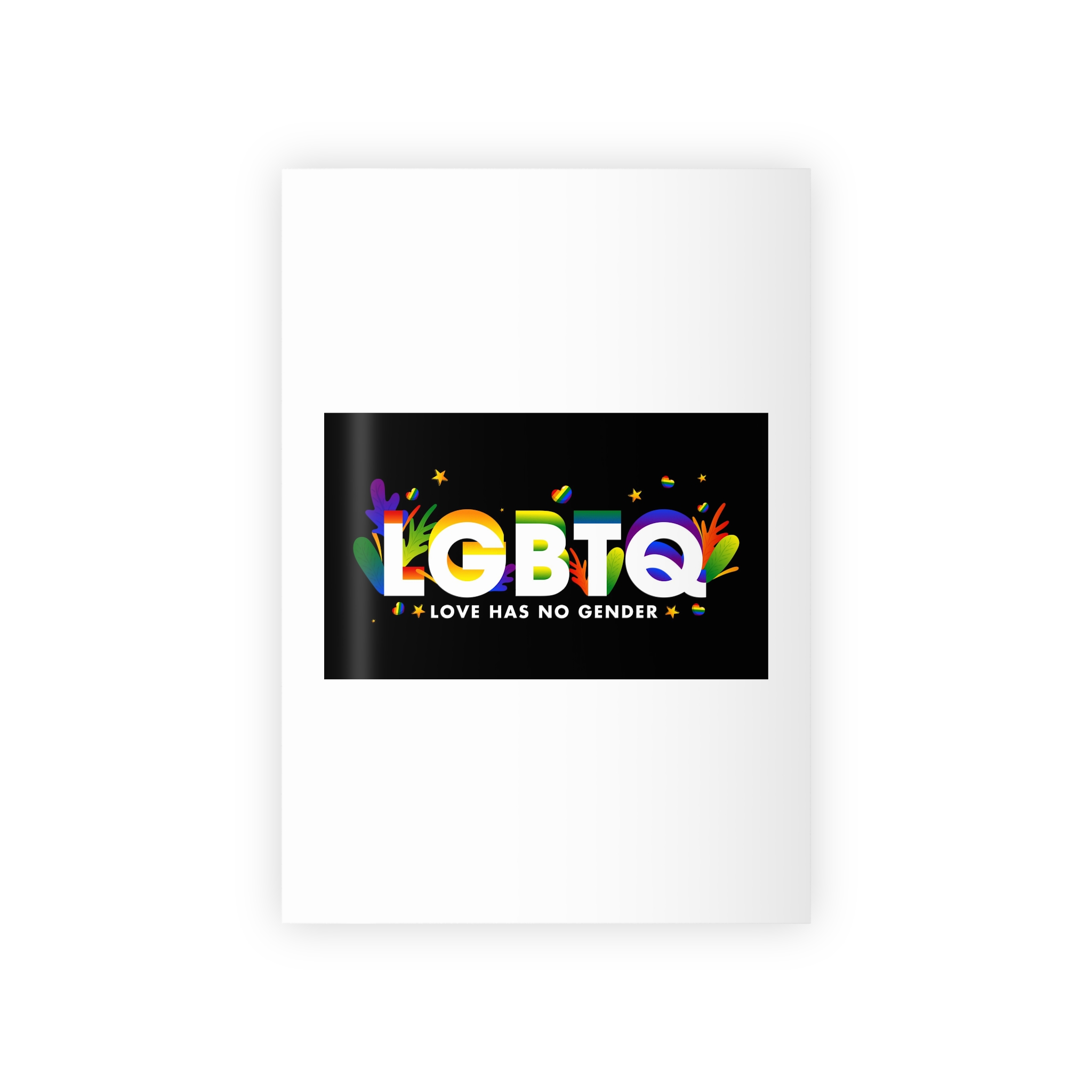 D Text Lgbtq Decorated With Colorful Leaves Black Background Gift Wrapping Paper Rolls 1pc