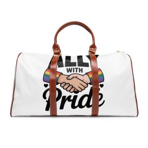 Ally With Pride T Shirt Design Isolated White Background Waterproof Travel Bag