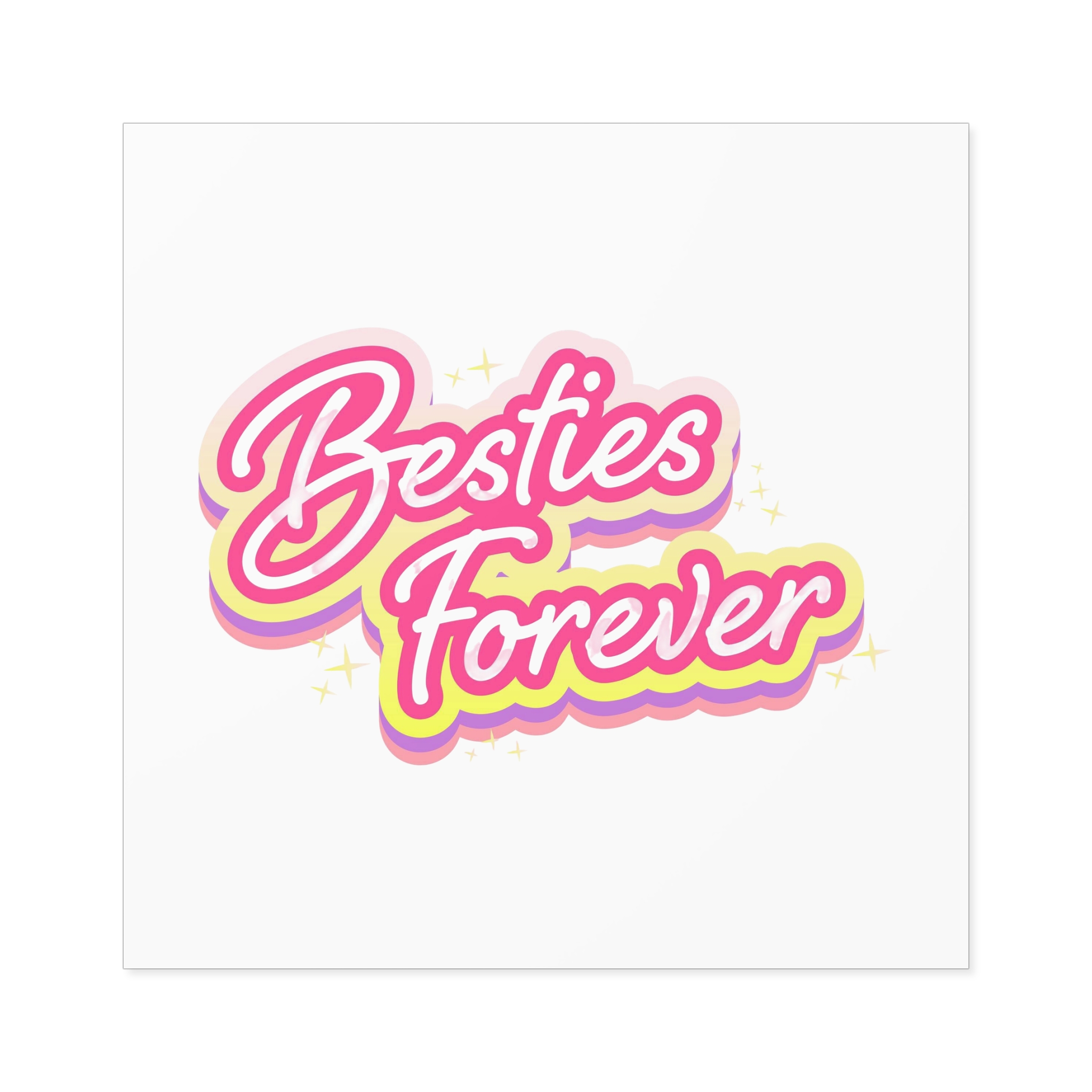 Pink Besties Forever Lettering Logo Laminate Stickers Square - Image 49