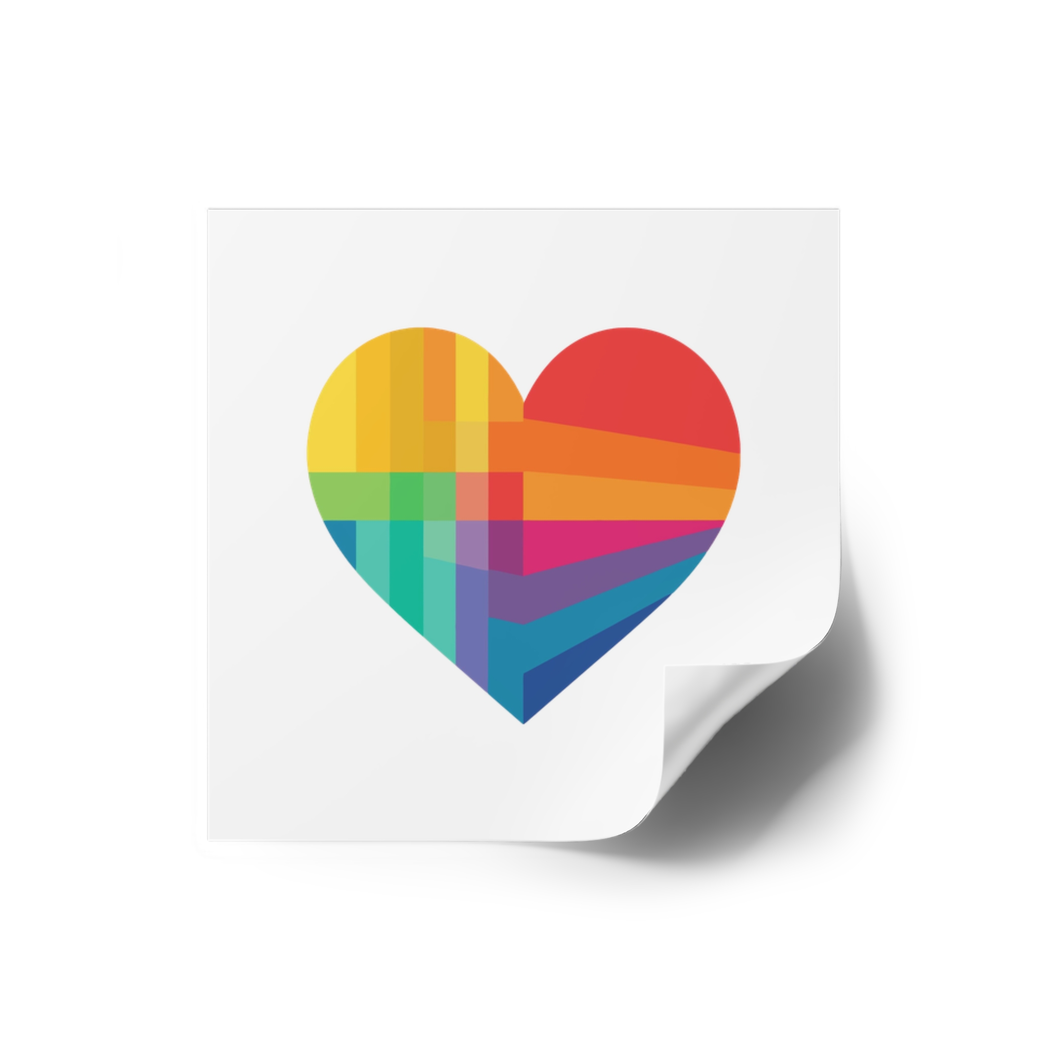 Heart Shape Rainbow Colors Laminate Stickers Square - Image 2