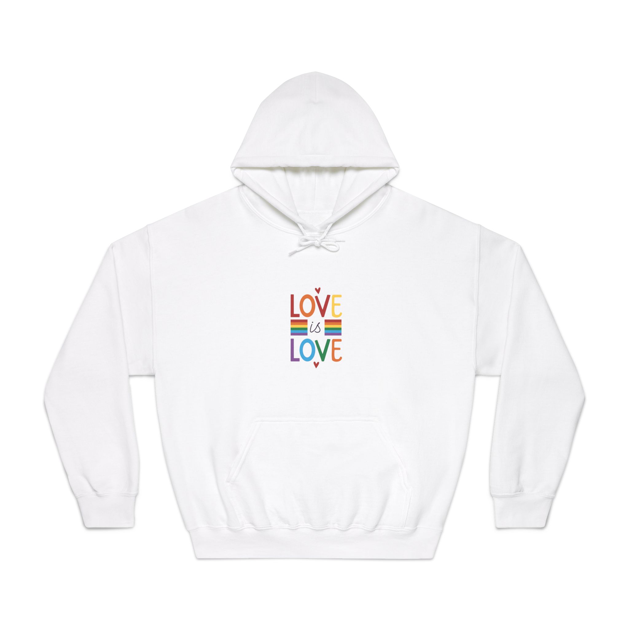 Love Is Love Colorful Typography With Rainbow Stripes Lgbt Pride Message Vector Unisex Dryblend Hooded Sweatshirt