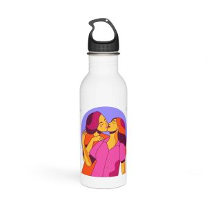 Cartoon Lesbian Kiss Illustration Stainless Steel Water Bottle