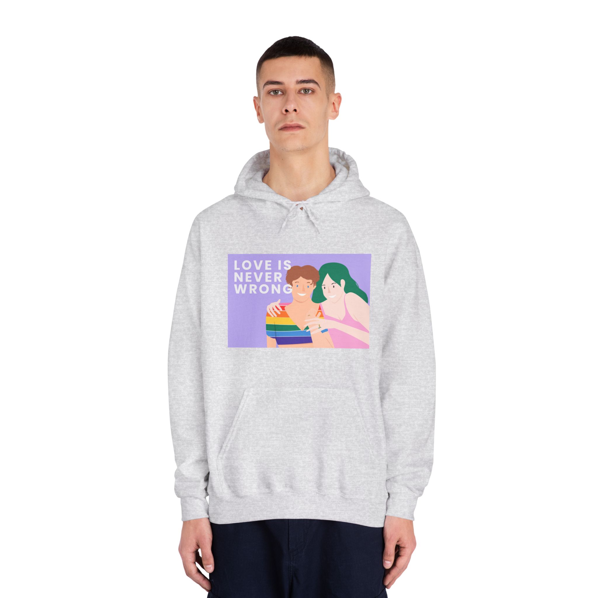 Lgbtq Gay Couple Banner Template Pride Month Unisex Dryblend Hooded Sweatshirt - Image 7