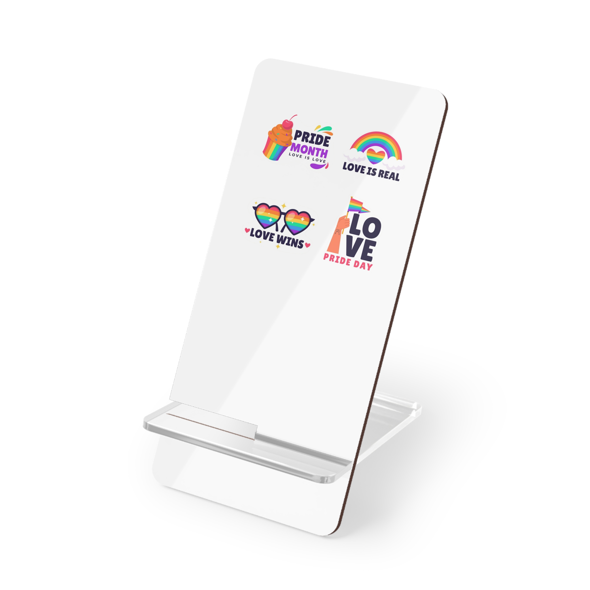 Flat Stickers Collection Lgbtqi Pride Month Celebration Mobile Display Stand For Smartphones