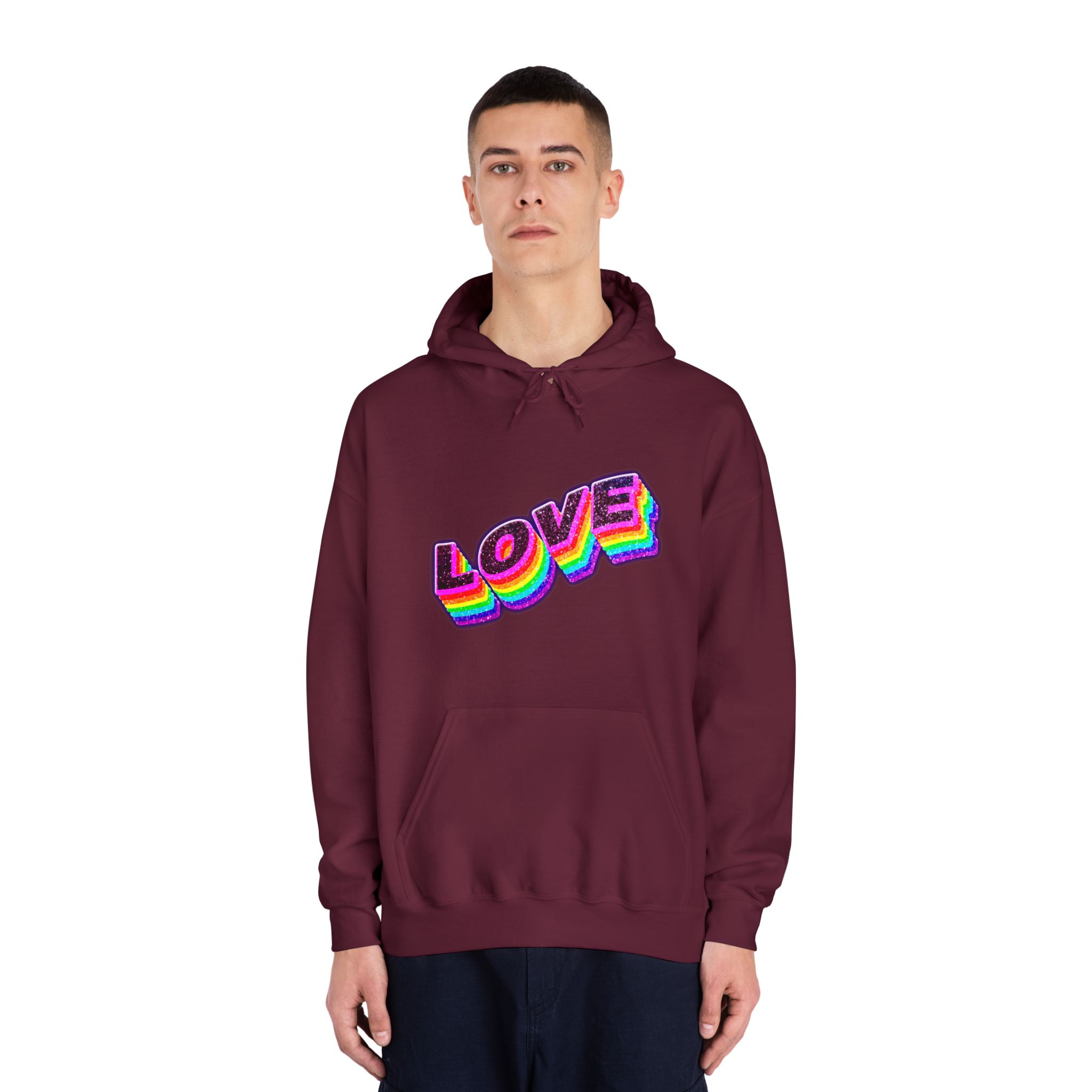 Love Png Word Rainbow Typography Unisex Dryblend Hooded Sweatshirt - Image 19