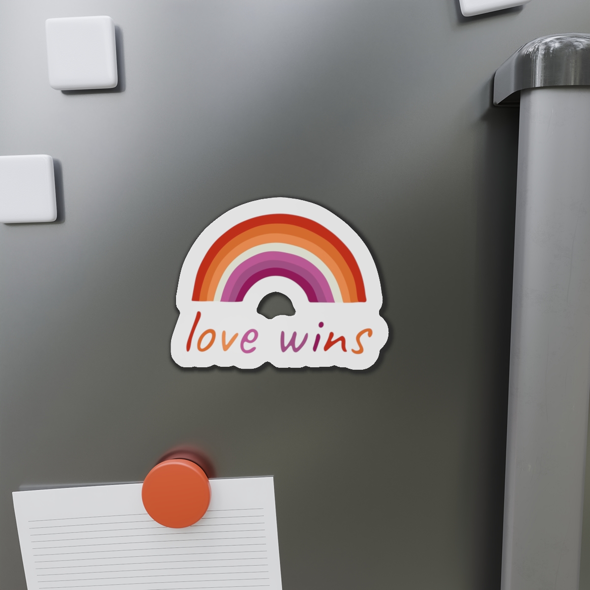 Colorful Rainbow Shape Lesbian Pride Flag Happy Pride Day Lgbtqia Community Pride Month Vector Hand Drawn Doodle Posters Stickers Logo Cards (1) Die Cut Magnets - Image 14