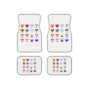 Set Colorful Lgbtq Pride Flag Heart Shape Gender Equality Sexual Identity Pride Flags Collection Lgbtqia Community Pride Month (1) Car Mats Set Of 4