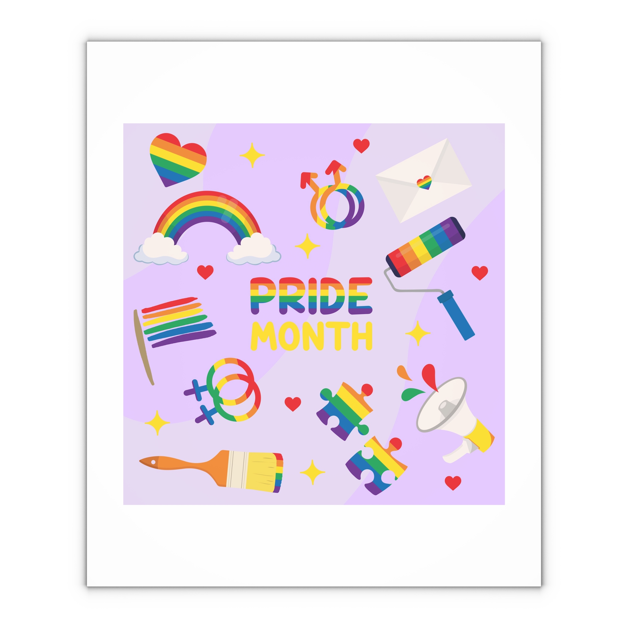 Pride Month Lgbtq Symbol Rainbow Colors Cute Elements Set Gift Wrapping Paper Sheets 1pc - Image 4