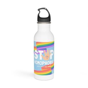 Hand Drawn Stop Homophobia Message Illustrated(1) Stainless Steel Water Bottle