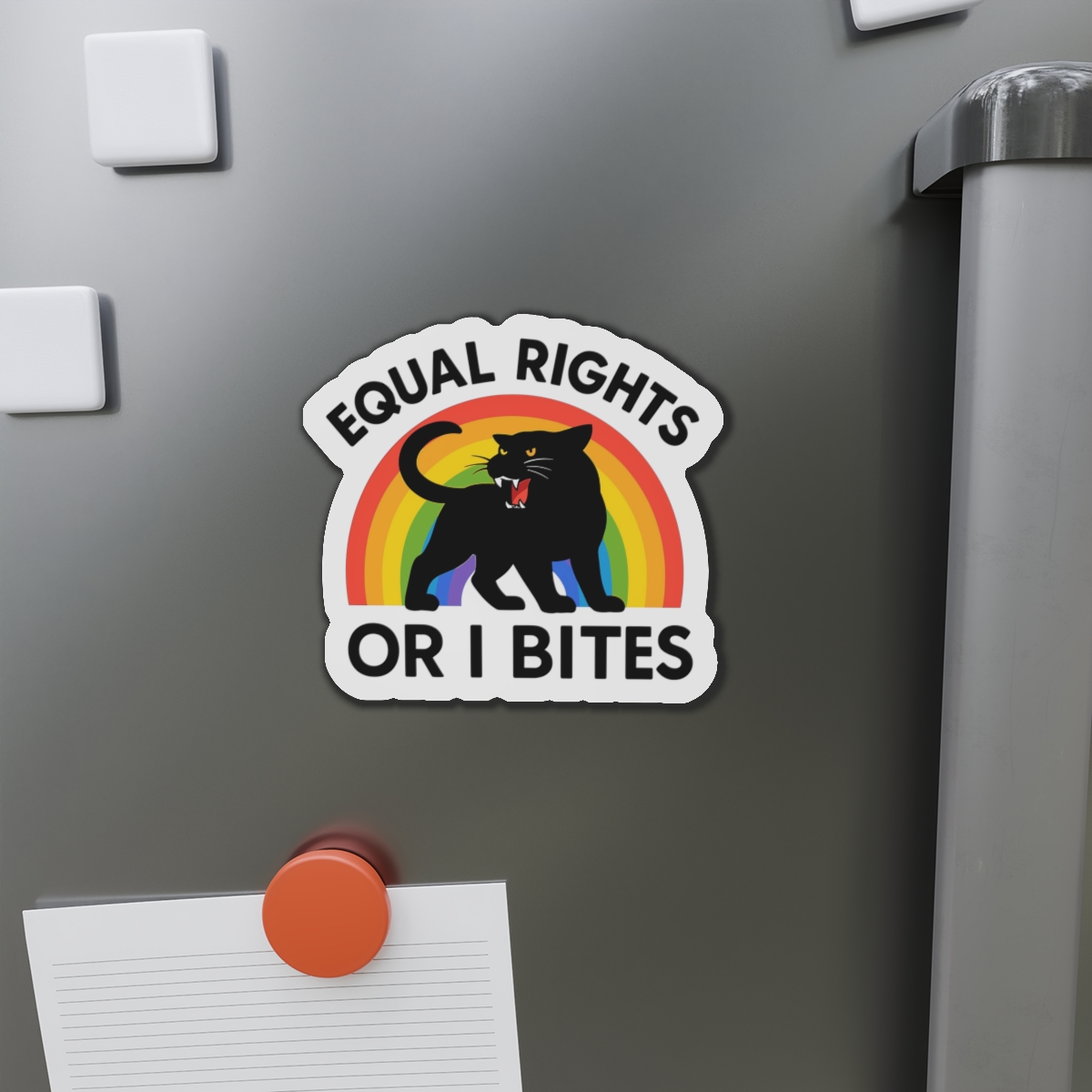 Comfort Colors Equal Rights I Bites Rainbow Cat Die Cut Magnets - Image 11