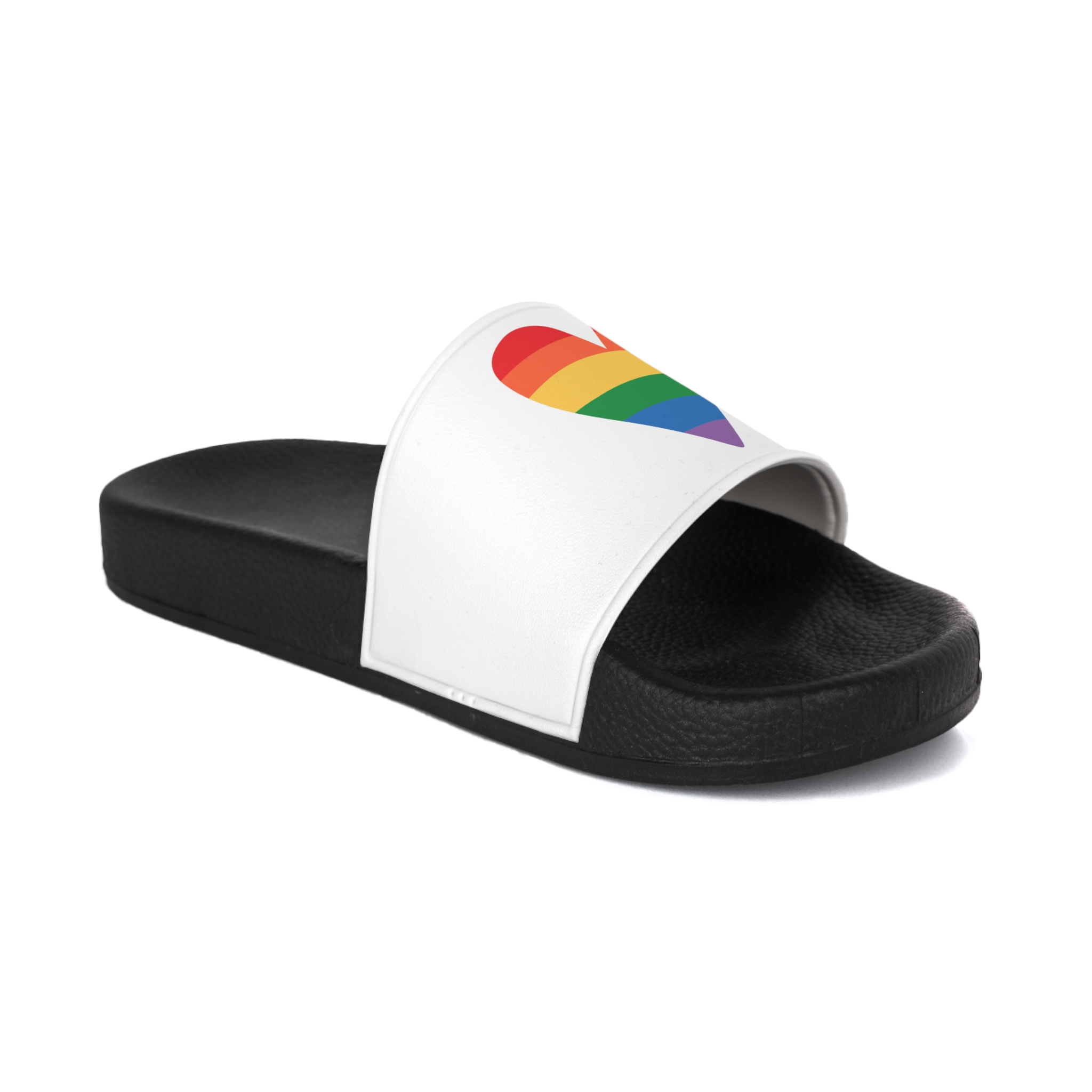 Vector Hand Drawn Lgbt Rainbow Flag Heart Mens Slide Sandals - Image 2