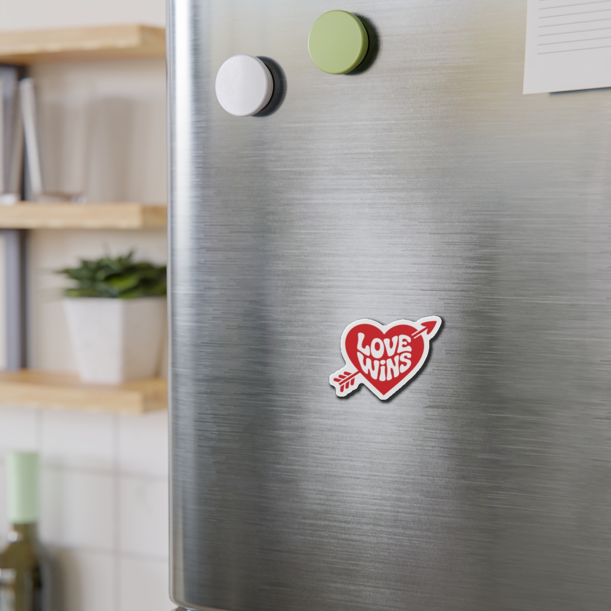 Love Wins Inscription Red Heart Pierced With Cupid39s Arrow Transparent Background Die Cut Magnets - Image 3