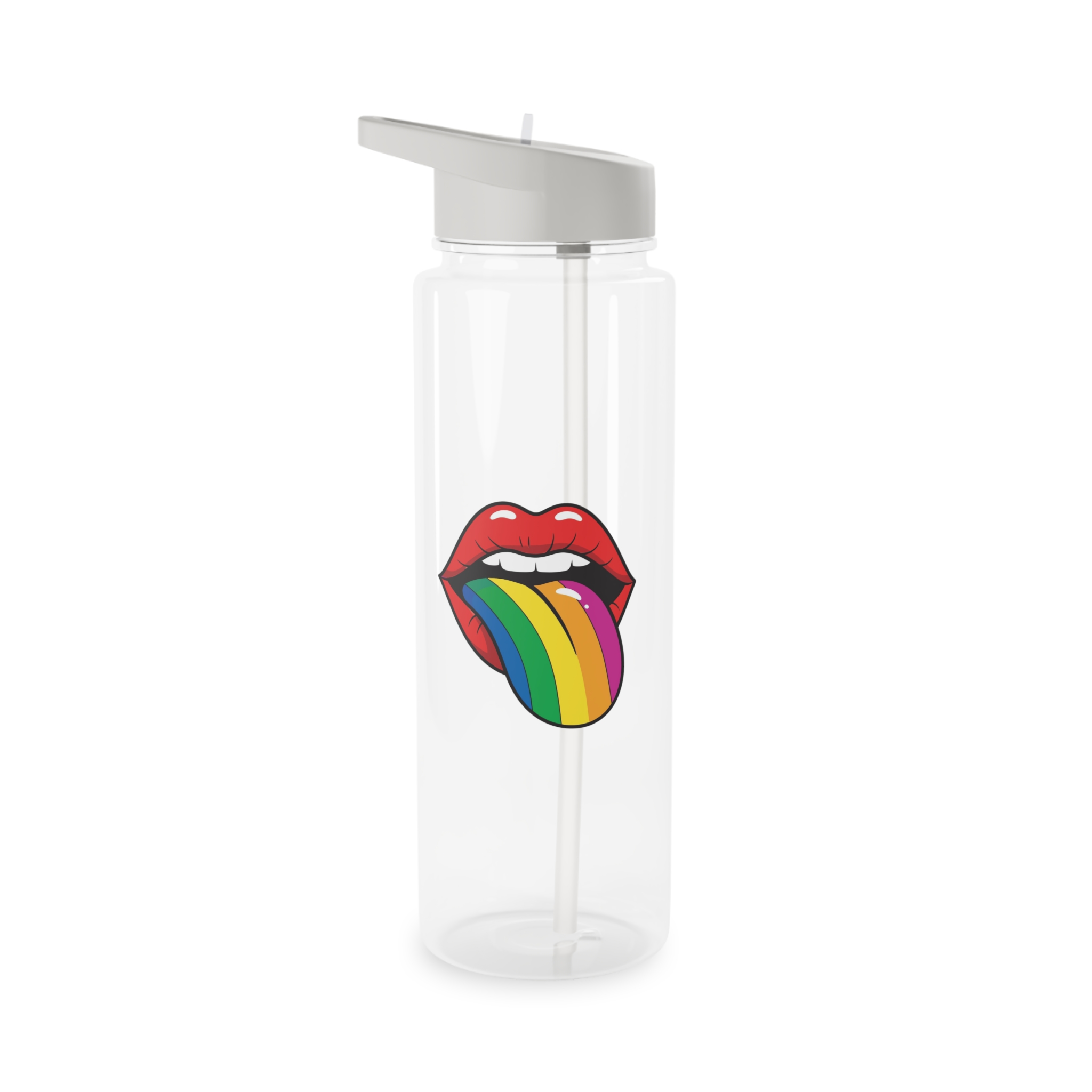 Pop Art Illustration Open Red Lips With Long Colorful Rainbow Tongue Sticking Out Now Tritan Water Bottle - Image 5
