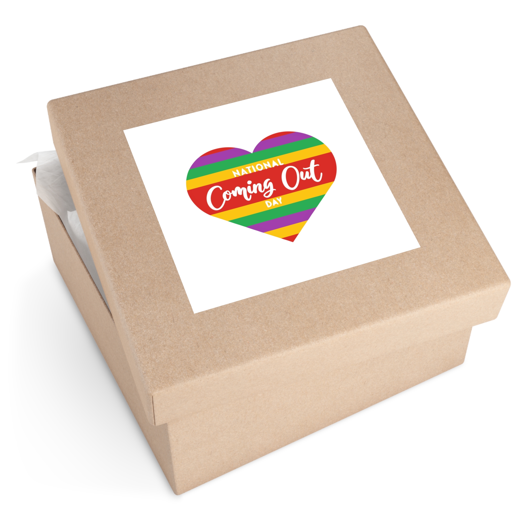 National Coming Out Day Rainbow Heart With Text Pride Lgbtq Laminate Stickers Square - Image 59