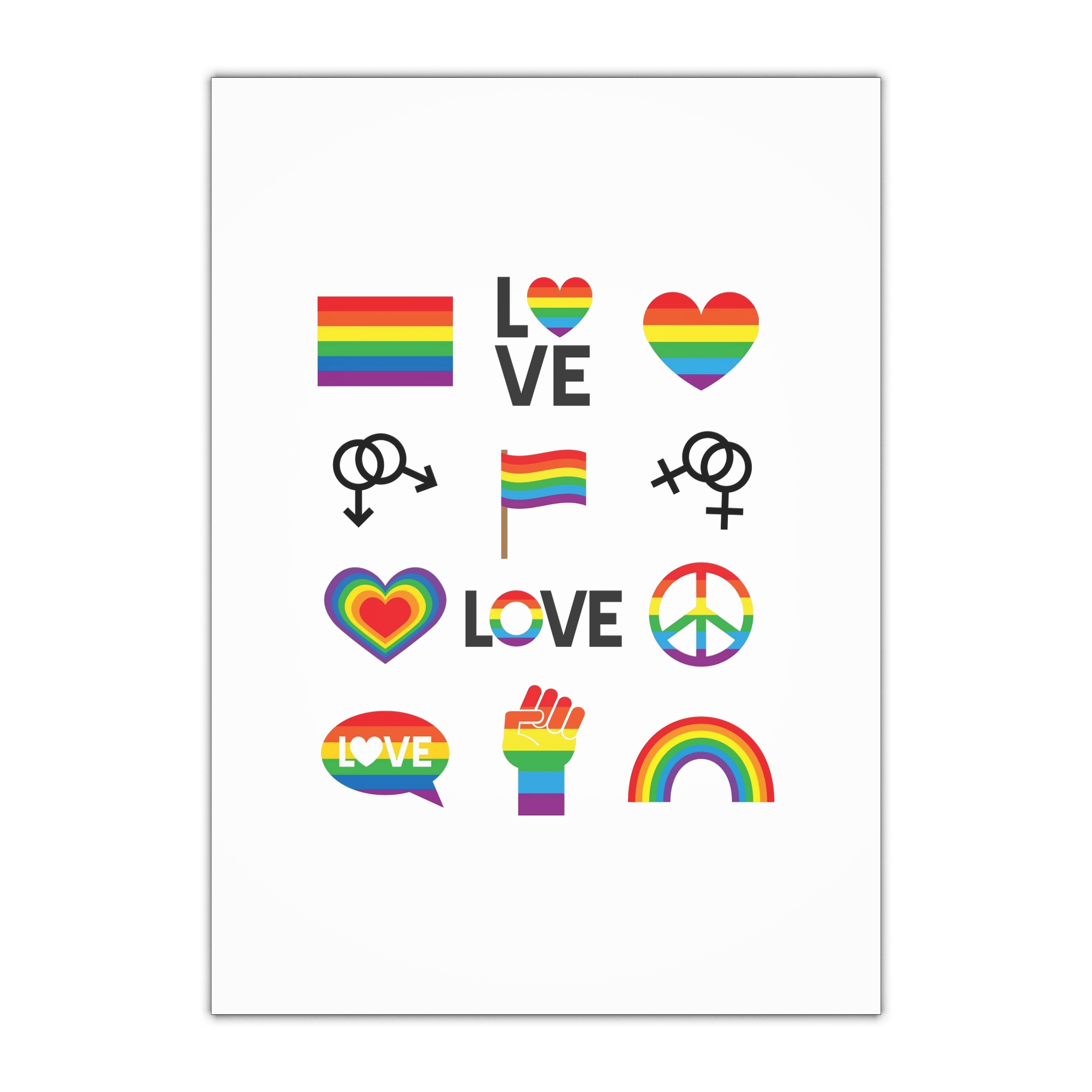 Vector Set Lgbt Homosexual Rainbow Flag Gift Wrapping Paper Sheets 1pc