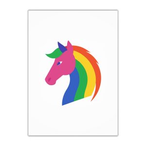 Rainbow Unicorn Head Flat Style Gift Wrapping Paper Sheets 1pc