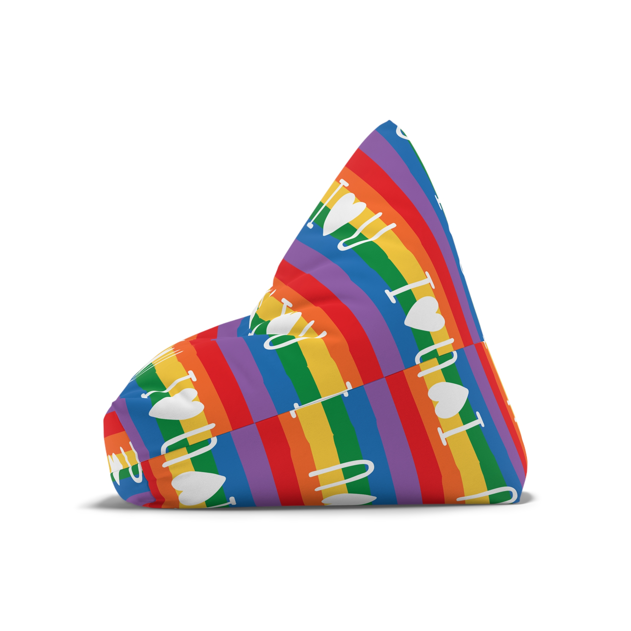 Vibrant Rainbow Flag With I Love You Heart Message Bean Bag Chair Cover - Image 8