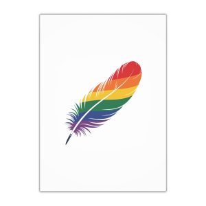 Single Feather Adorned With Vibrant Colors Rainbow Flag Gift Wrapping Paper Sheets 1pc