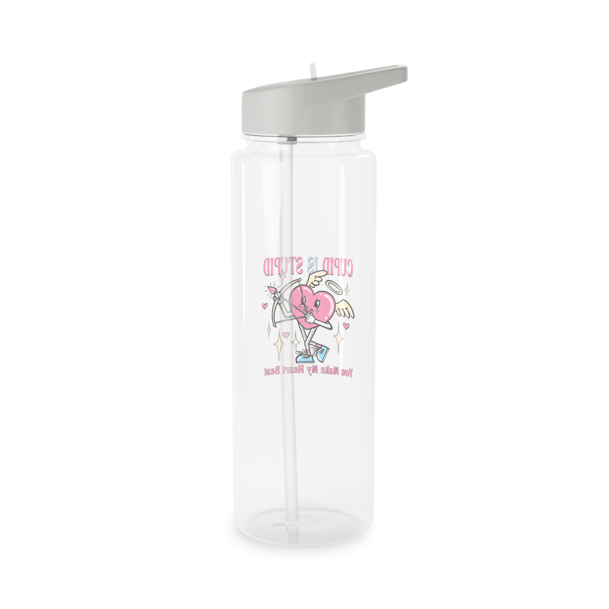 Love Cupid Holding Bow Tshirt Design Tritan Water Bottle - Image 6