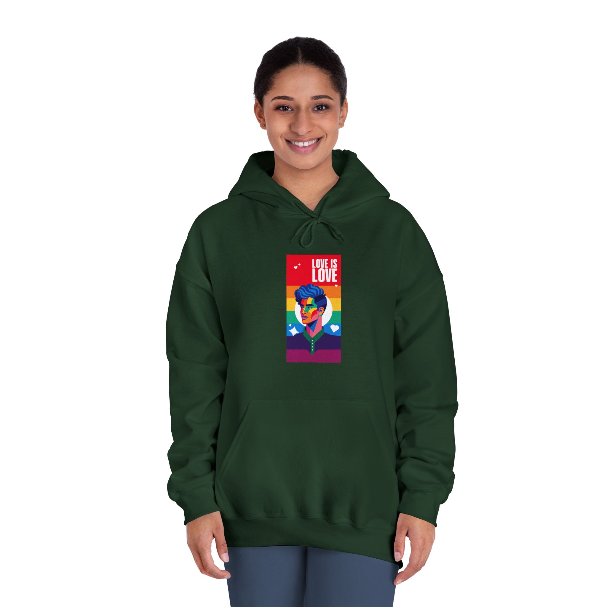 Poster Man With Rainbow Colored Face Rainbow Colored Background Unisex Dryblend Hooded Sweatshirt - Image 24