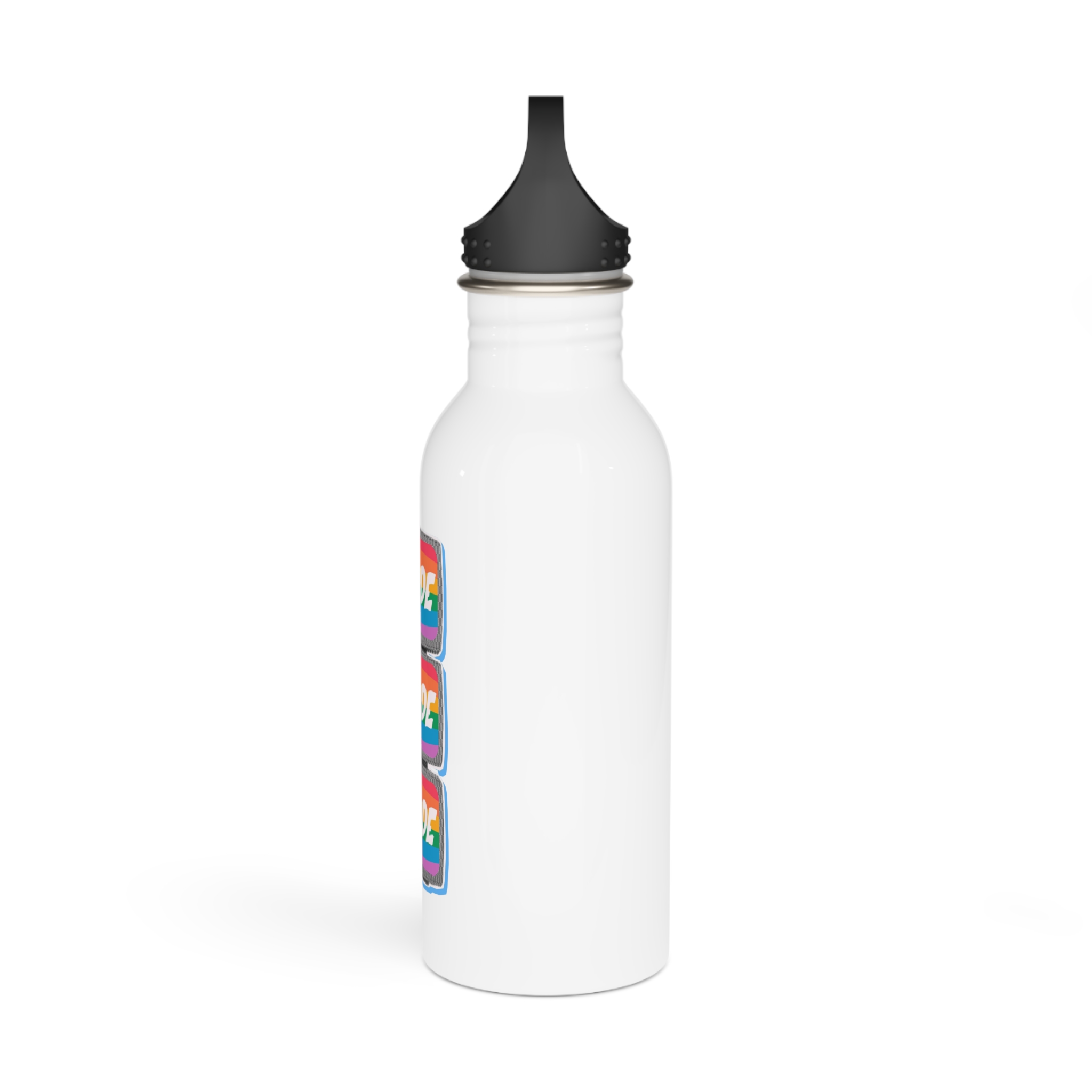 Retro Halftone Tvs With Rainbow Screens Bold Text Perfect Pride Month Activism Designs Stainless Steel Water Bottle - Image 4