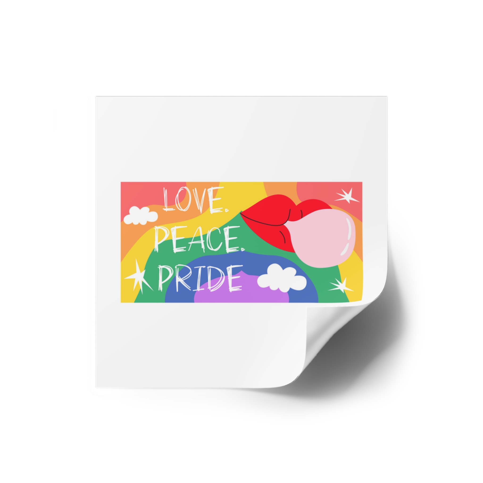Lgbt Festive Cartoon Groovy Banner Retro 90s Style Love Freedom Concept Laminate Stickers Square - Image 6