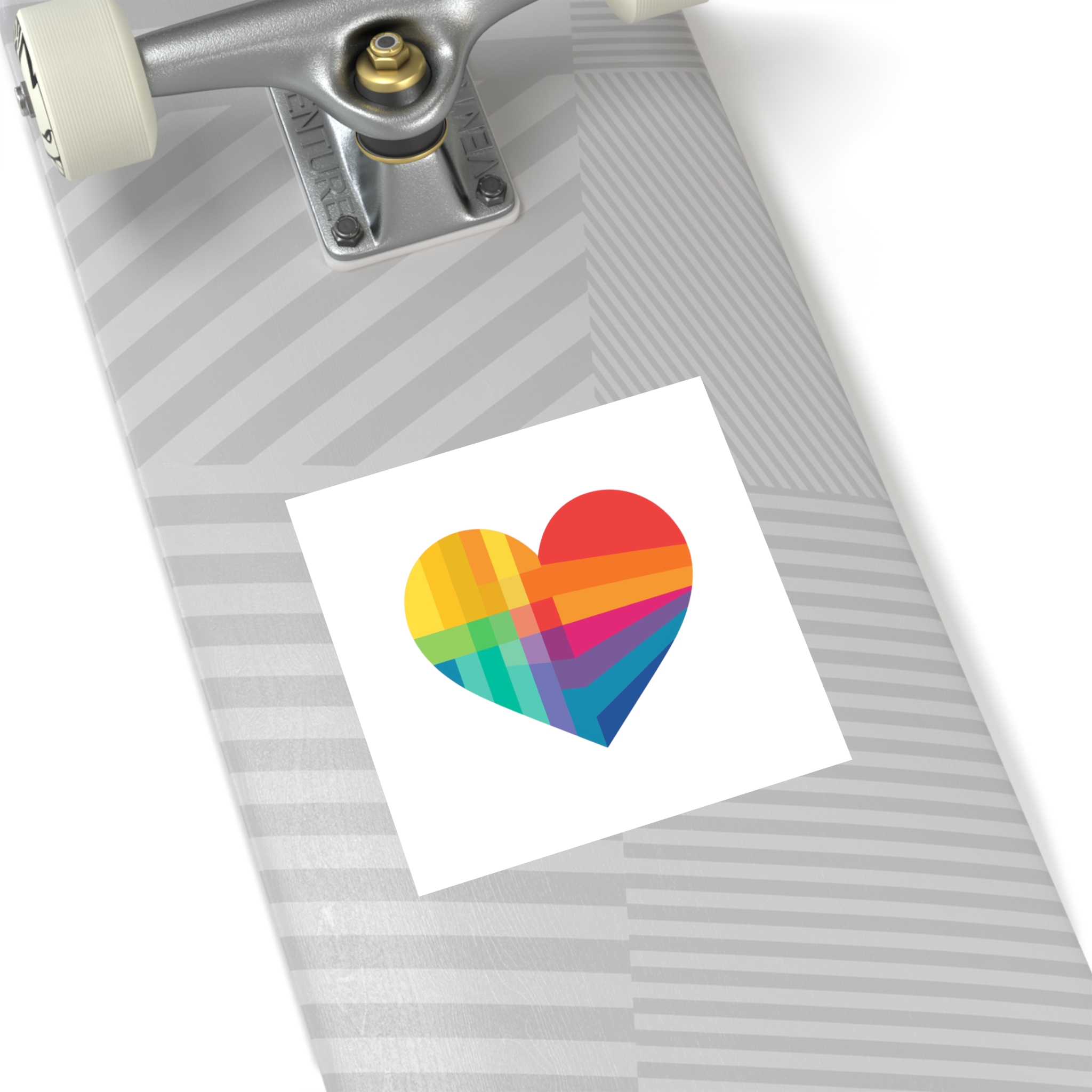 Heart Shape Rainbow Colors Laminate Stickers Square - Image 36