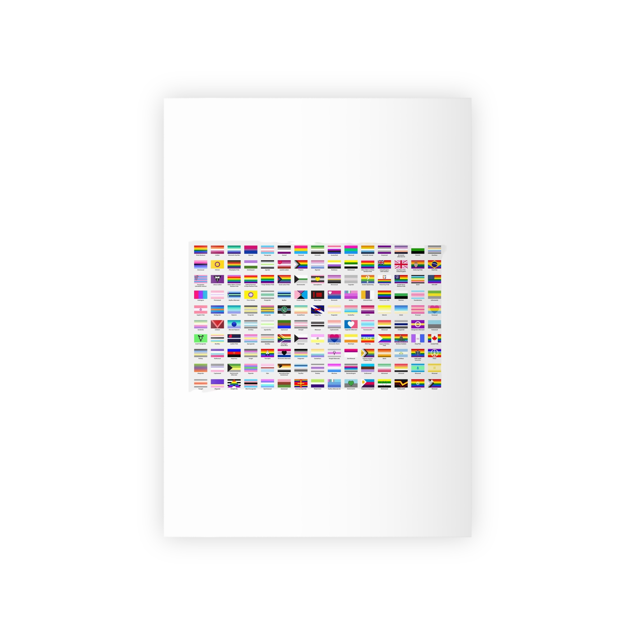 Colorful Lgbtq Pride Flags Collection Chart Representing Diverse Gender Sexual Identities Gift Wrapping Paper Rolls 1pc