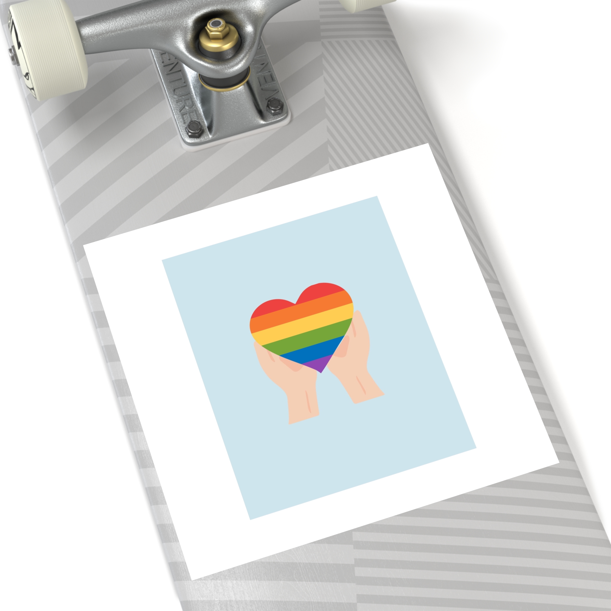Pride Lgbt Card Support Love Poster That Says Rainbow Heart It Laminate Stickers Square - Image 52