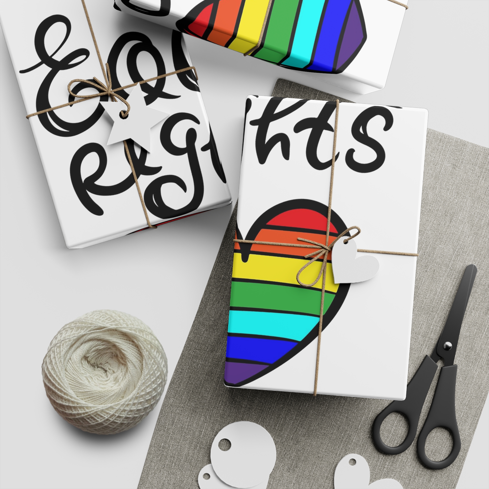 Equal Right Handwritten Text Heart Rainbow Motto Vector Print Gift Wrapping Paper Sheets 1pc - Image 2