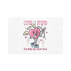 Love Cupid Holding Bow Tshirt Design Pet Food Mat 12x18