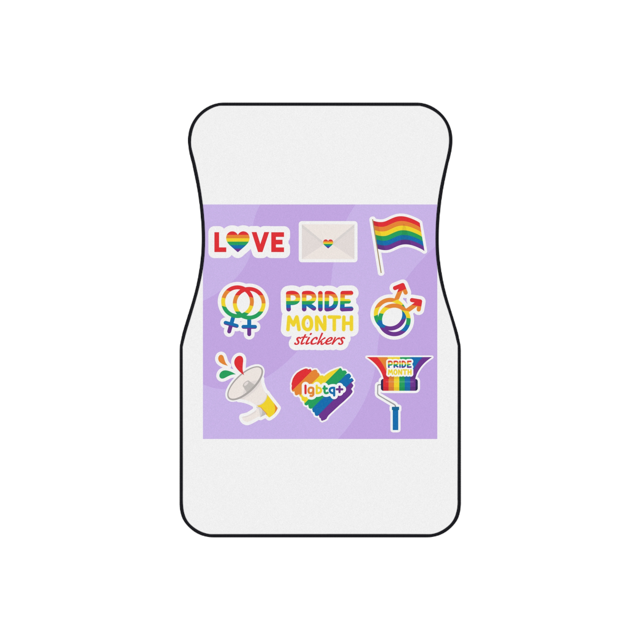Pride Month Stickers Lgbtq Rainbow Flag Cute Flat Illustrations Car Mats Set Of 4 - Image 2