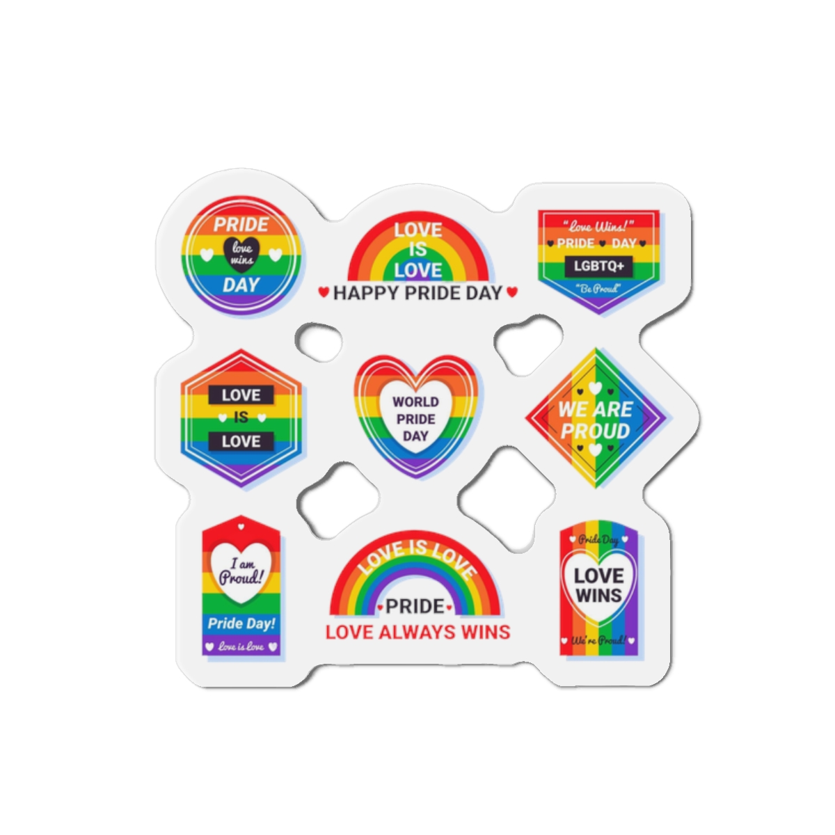 Pride Day Labels Concept Die Cut Magnets