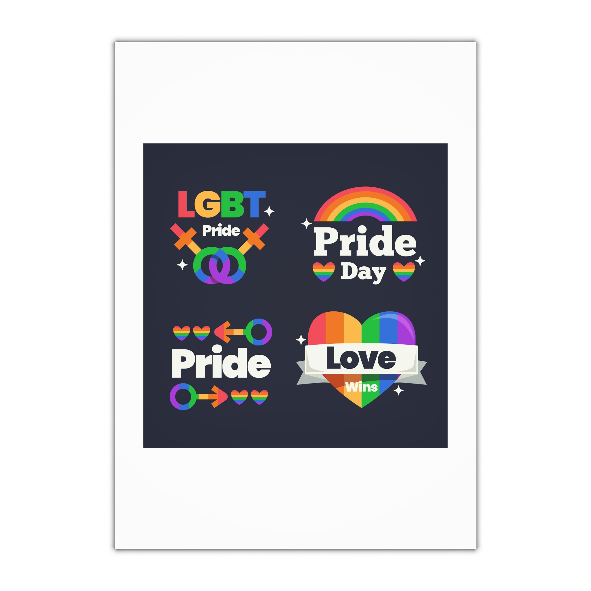 Flat Pride Day Badge Collection 3 Gift Wrapping Paper Sheets 1pc