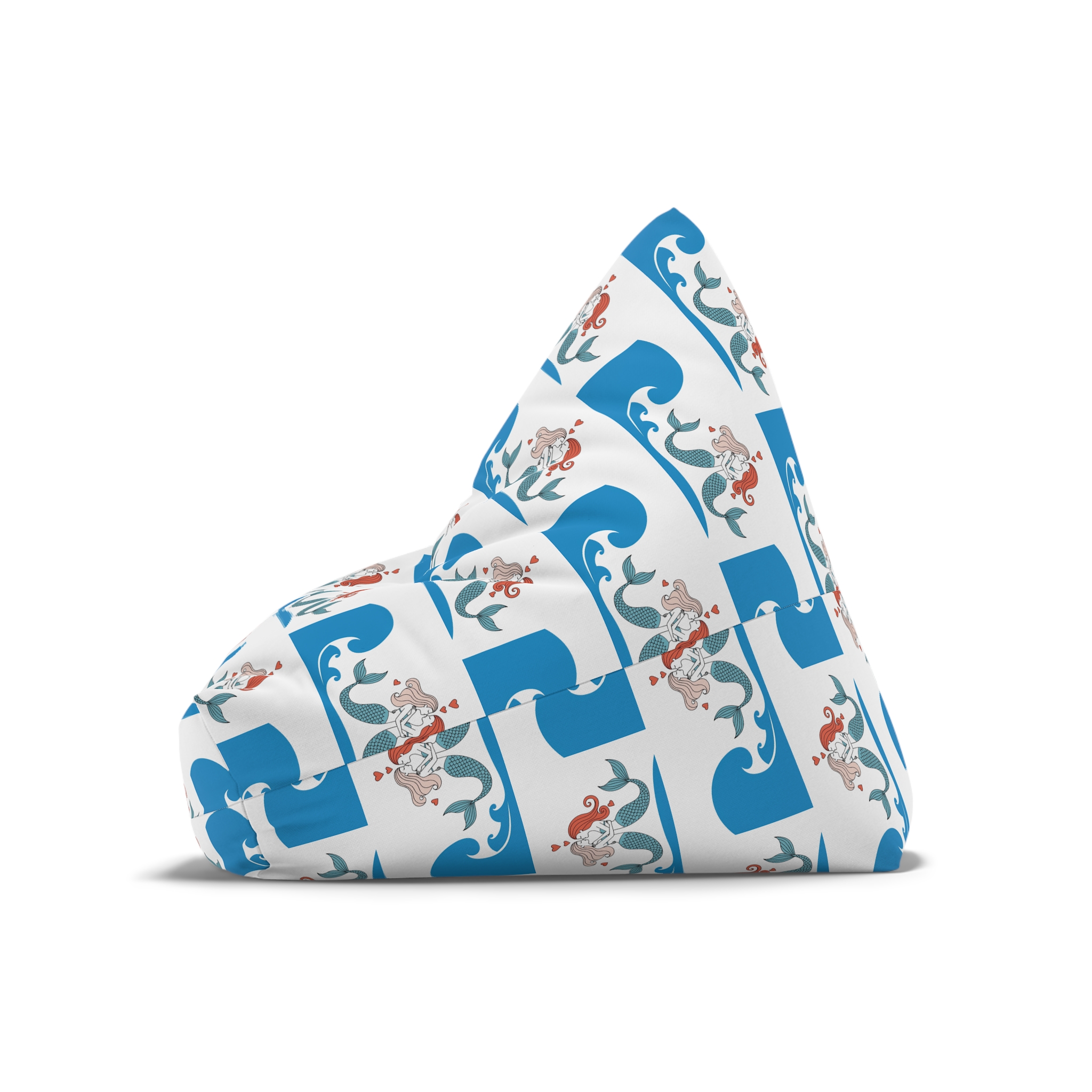 Two Mermaids Love With Hearts Their Heads Bean Bag Chair Cover - Image 8