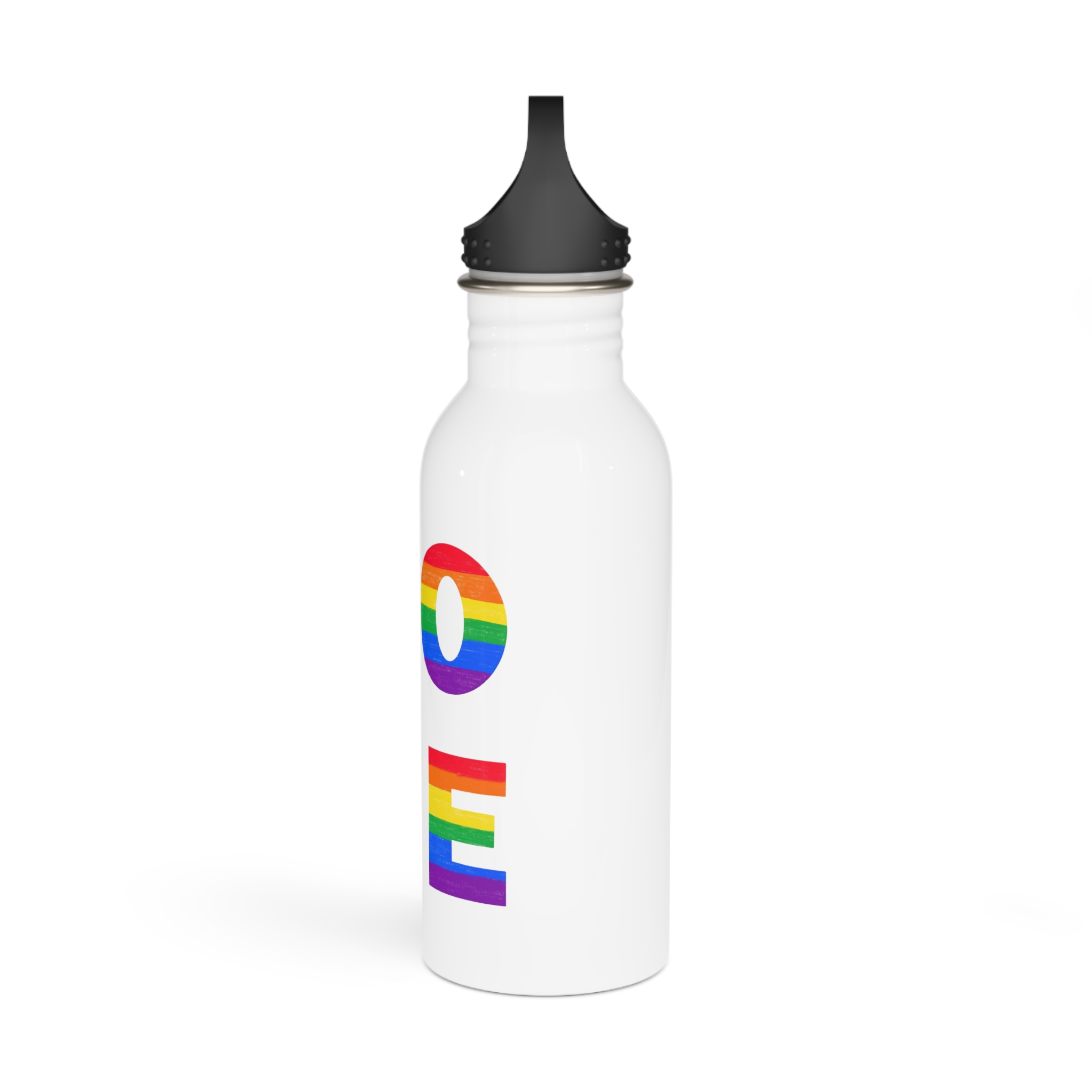 Letters Love Colored Rainbow Lgbtq Gay Pride Flag Colors Vector Lettering Lgbt History Month Pencil Crayon Textured Isolated Love Is Love Concept Stainless Steel Water Bottle - Image 4