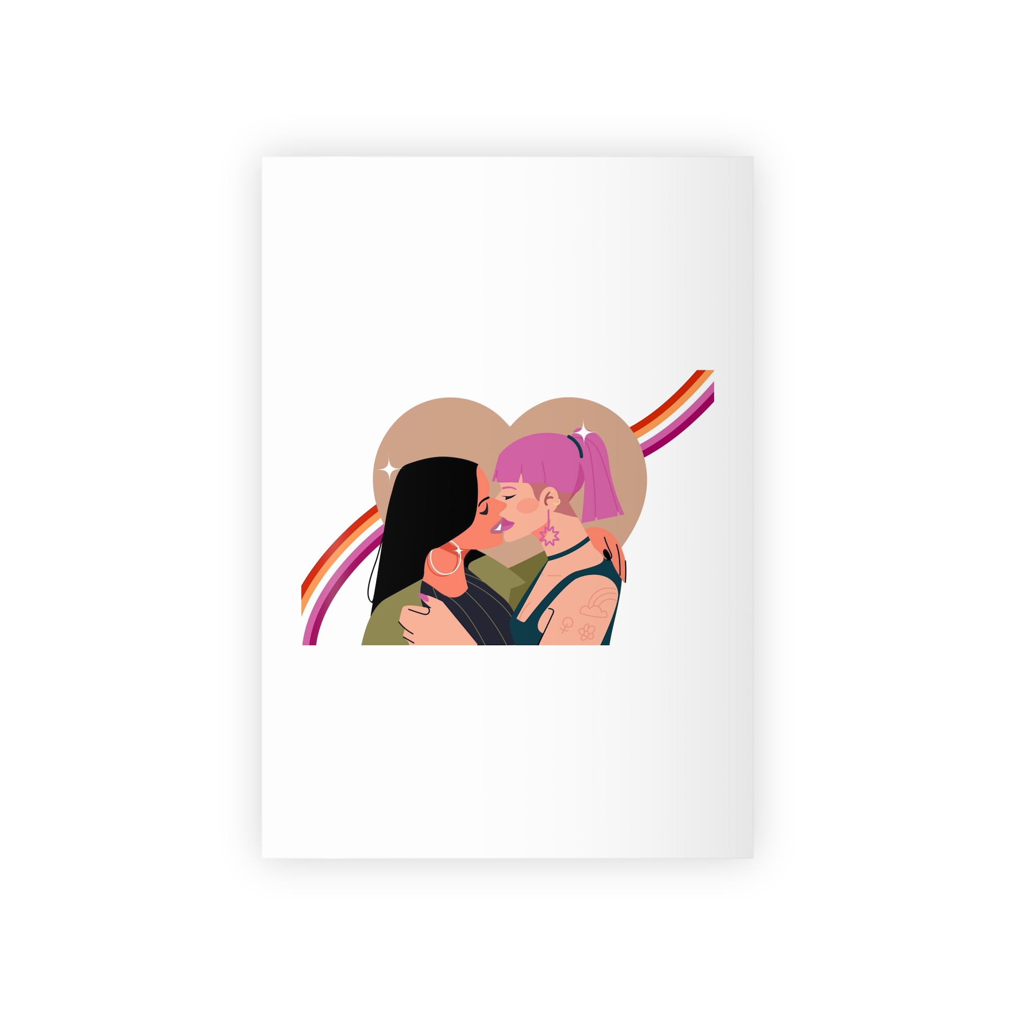 Hand Drawn Lesbian Kiss Gift Wrapping Paper Rolls 1pc
