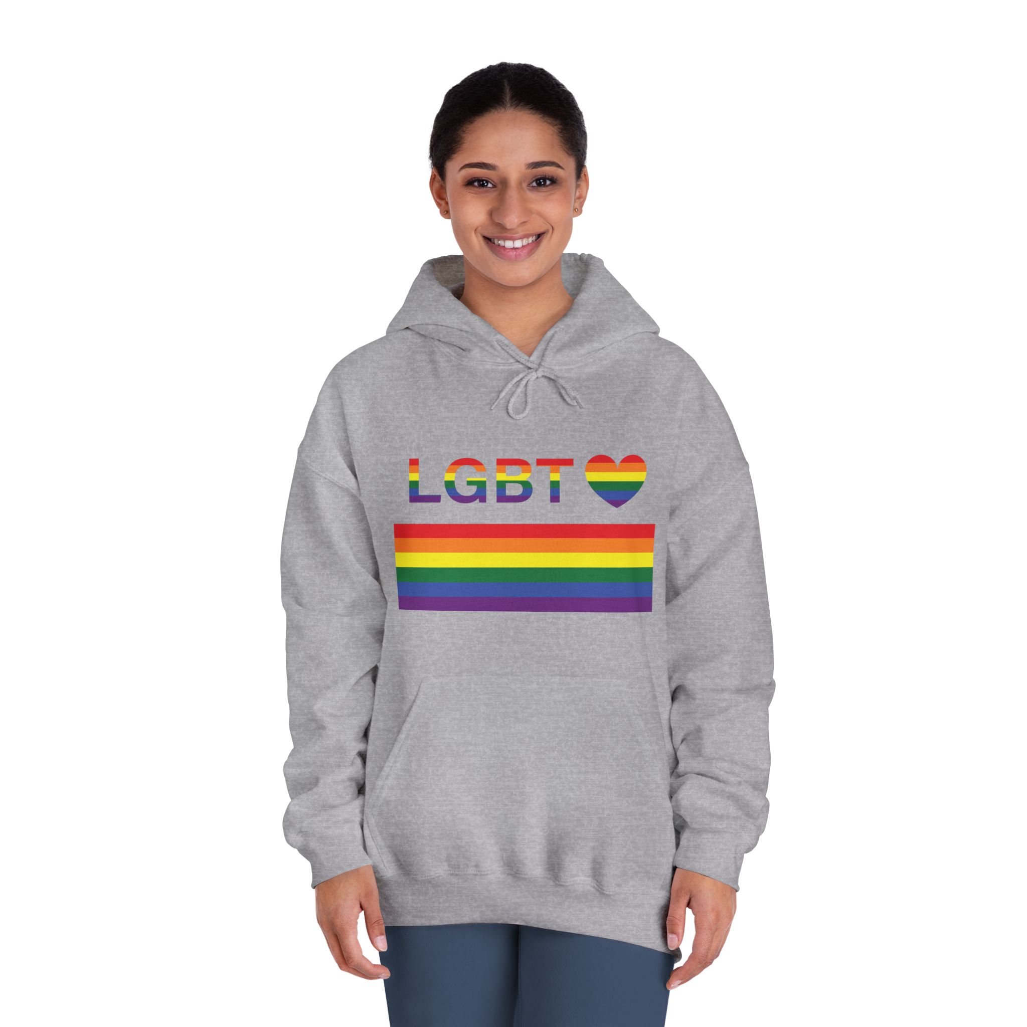 Lgbt Word Text Letter With Heart Rainbow Color Flag Isolated White Background Vector Illustration Unisex Dryblend Hooded Sweatshirt - Image 16